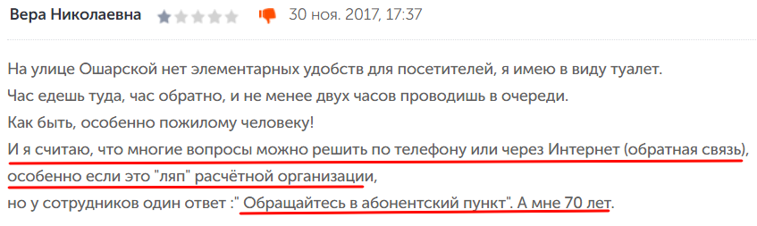 Негативный отзыв пользователя